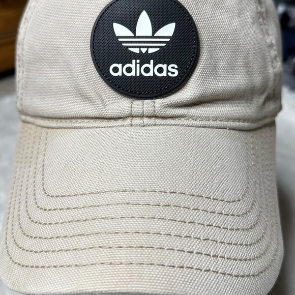 Adidas Logo Snapback Dad Cap Baseball Hat Cream Adult Unisex OS - Picture 3 of 11